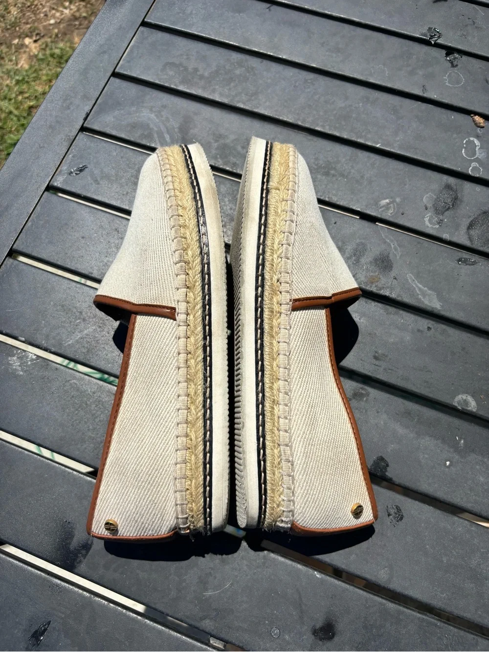 Giani Bernini Women's Cream Espadrilles with Brown Trim